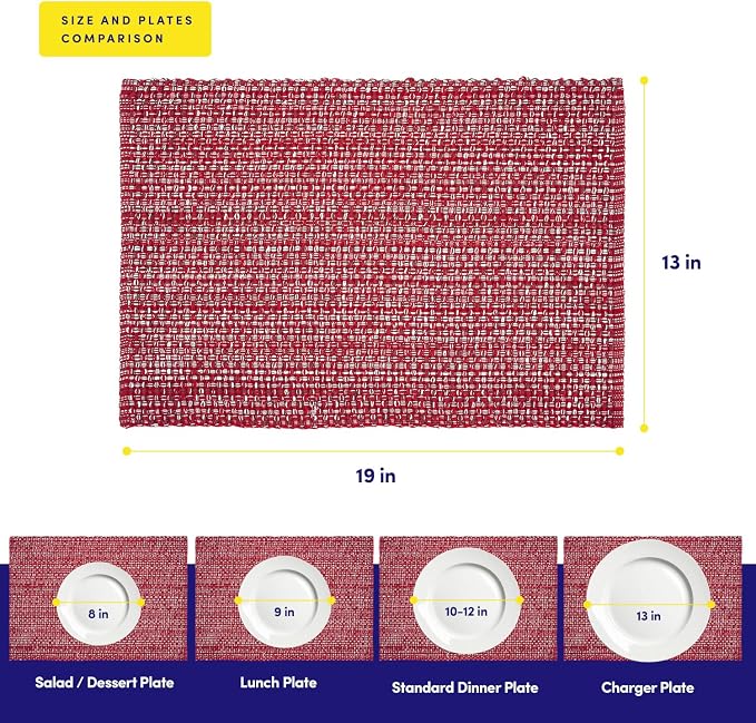 Placemats Set of 4-100% Cotton Two-Tone Rectangle Placemat - Image 8