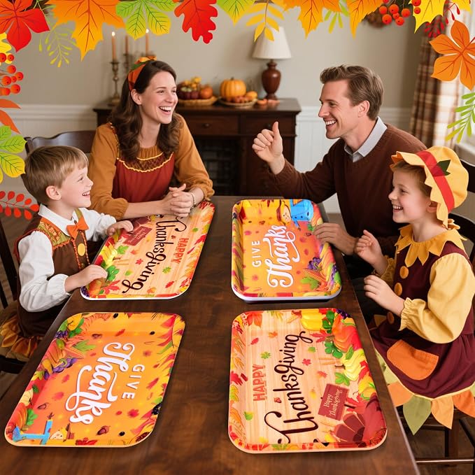 Vesici 4 Pack Thanksgiving Melamine Serving Trays, 13 x 10 Inch Rectangular - Image 6