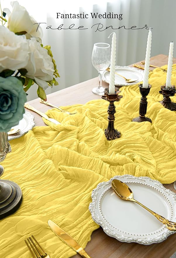 10 Pack Light Yellow Cheesecloth Table Runner 17x108 Inch Boho Gauze Cheese - Image 5