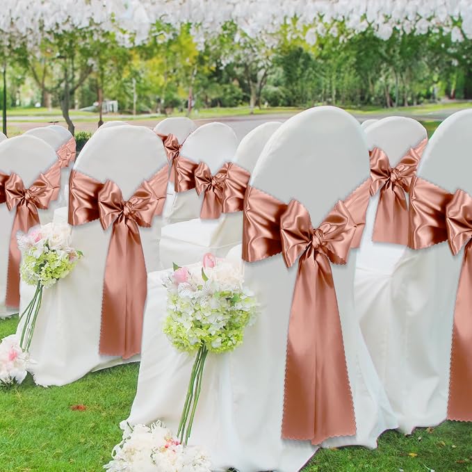 VACVELT Rose Gold Satin Table Runners, 12x72 Inch, 2 Pack, Scalloped Edge | - Image 4