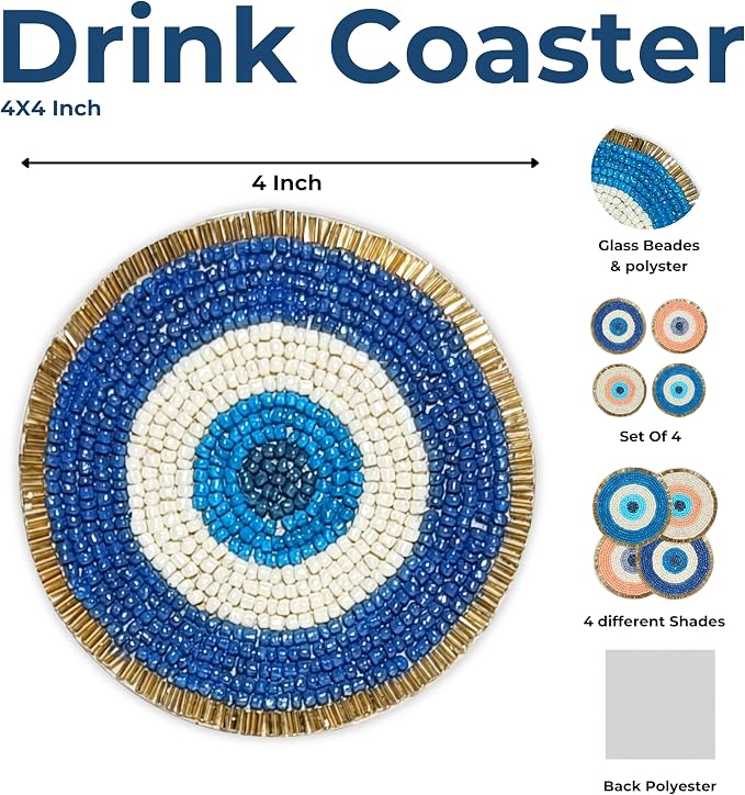 Evil Eye Beaded Coasters Set of 4 - Image 3