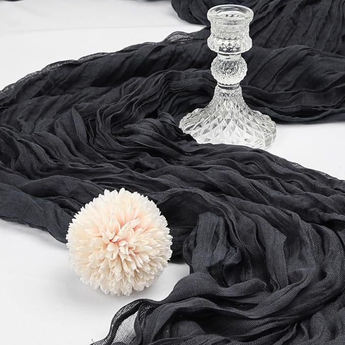 12 Pack 10Ft Black Cheesecloth Table Runner 23 x 120 Inch | Gauze Rustic Boho - Image 3