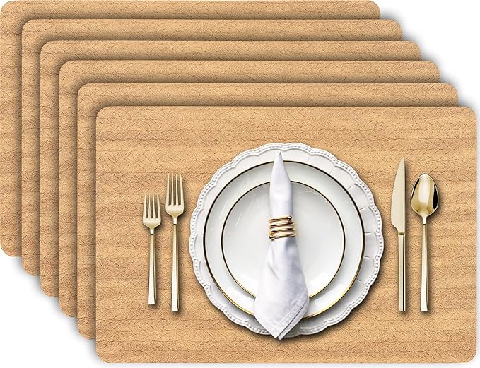Aofmee Faux Leather Placemats Set of 6 by Aofmee