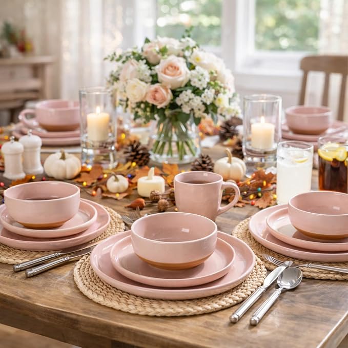 AmorArc Dinnerware Sets for 8, 24 Pieces Ceramic Plates and Bowls Set | Scratch - Image 8