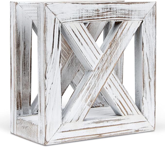 Farmhouse Wooden Napkin Holder for Tables, Rustic Kitchen Decor | for Counter by PUERSI