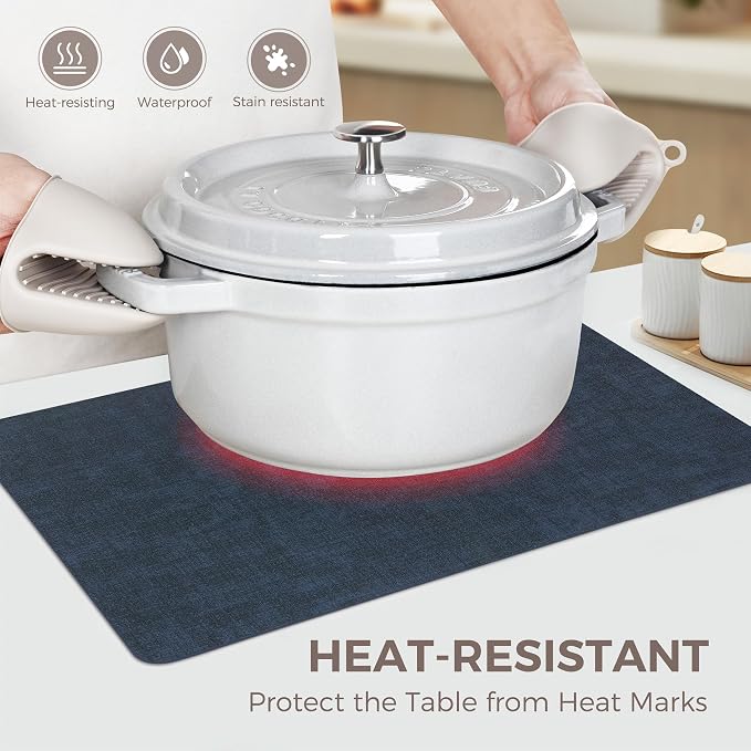 NCUE Vinyl Placemats Set of 8, Heat Resistant, Nonslip Faux Leather Waterproof - Image 2