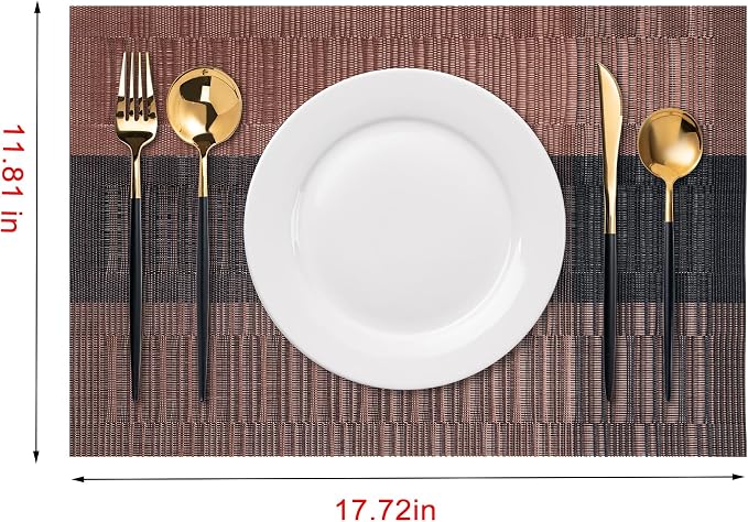 Placemats Set of 6 Washable Indoor | Outdoor Vinyl Place Mats - Image 2