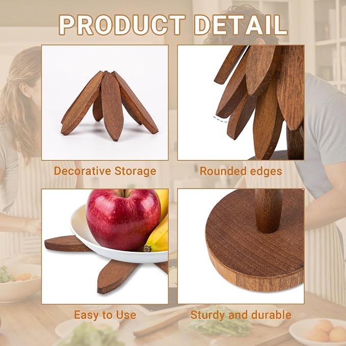Yuoyar Wooden Tree-Shaped Trivets Set - Image 6