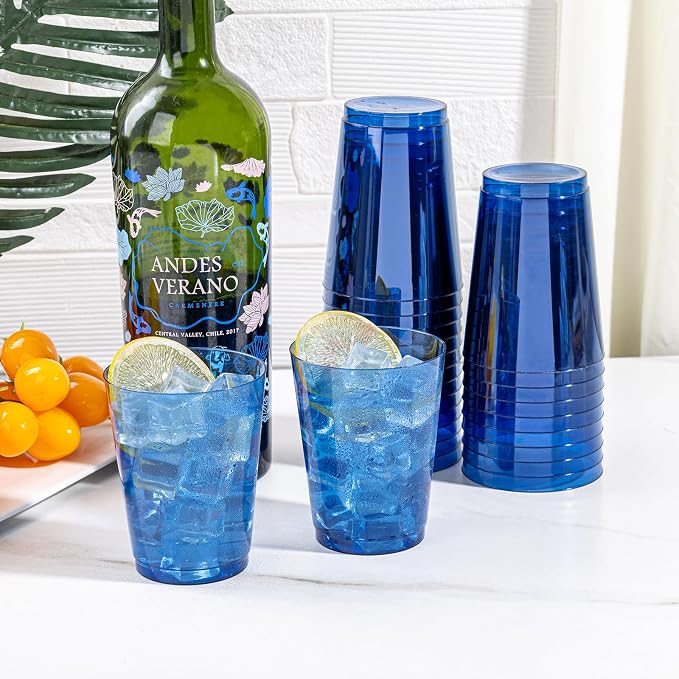 DaYammi 100 Pack Clear Blue Plastic Cups 10 Oz - Image 2