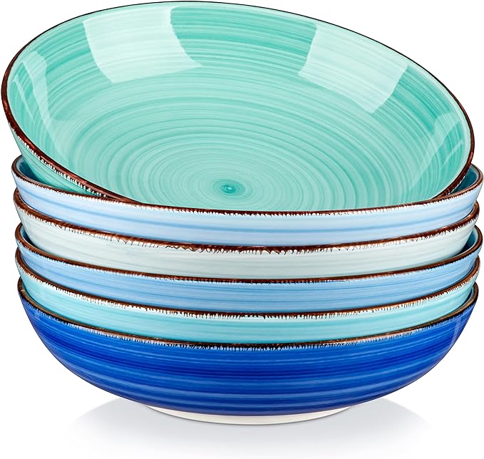 vancasso Bonita 38 oz Ceramic Pasta Bowls Set of 6, Microwave & Dishwasher Safe by vancasso