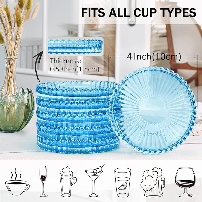Modern Clear Glass Coasters Set of 6, Cute Coasters Table Mats - Image 2