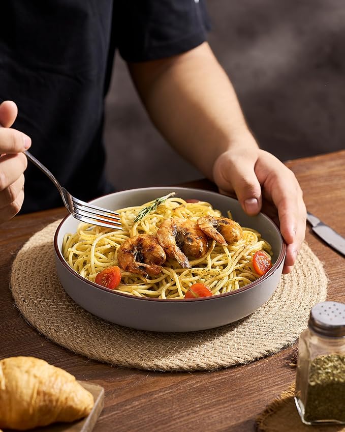 famiware Mercury Pasta Bowls Set of 4, 33 oz Large Salad Bowls, Lead-free and - Image 7
