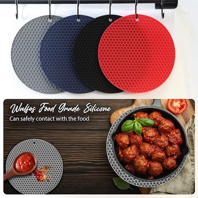 4 Pack Silicone Trivet for Hot Dishes | Heat Resistant Silicone Pot Holders for - Image 6
