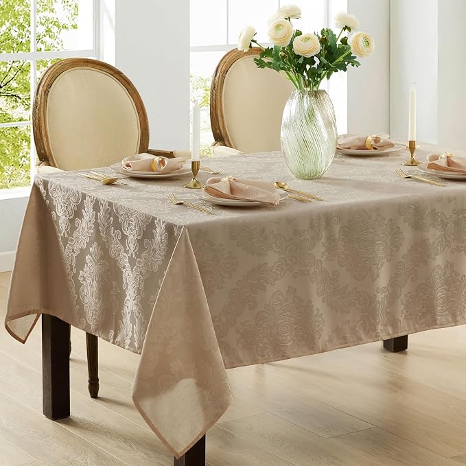 Newbridge Barcelona Luxury Damask Fabric Tablecloth, 70” Extra Wide x 126” - Image 5