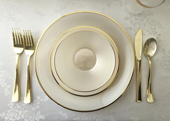 " OCCASIONS " 320pcs set-Wedding Party Disposable Plastic Plate Set -40 x 10'' - Image 5