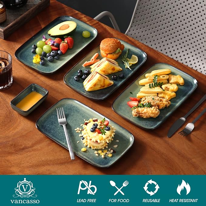 vancasso Stern Serving Platters Set of 4, 11 Inches Rectangular Ceramic Serving - Image 3