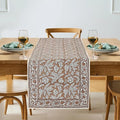 Oak Brown Hand Block Print 100% Cotton Reusable Table Runner 16" X 70" Inches by Ridhi