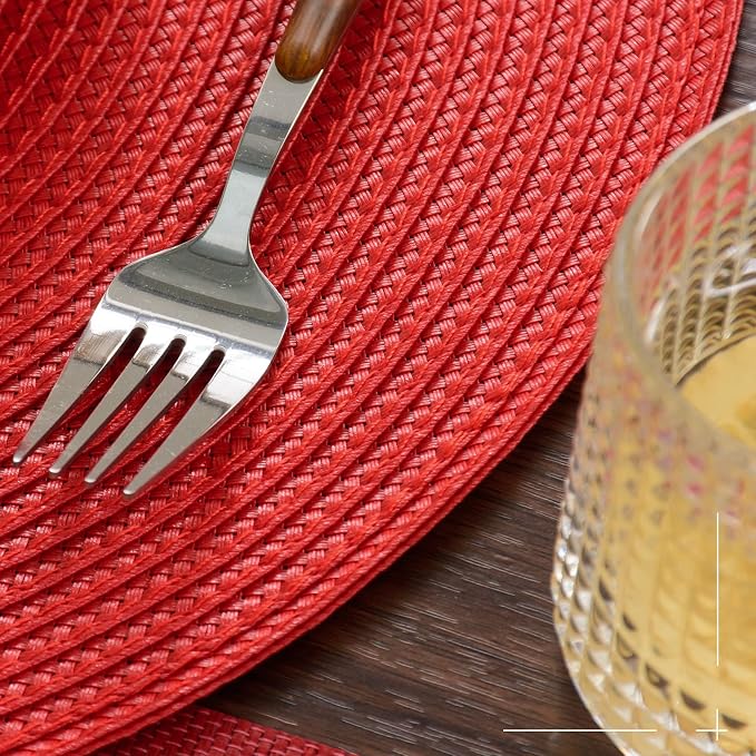 FunWheat Round Braided Placemats Set of 6 Table Mats - Image 5