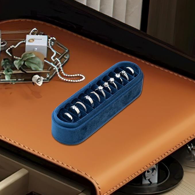 Velvet Small Multiple Ring Box Portable Organizer Display Storage | Travel Case - Image 5