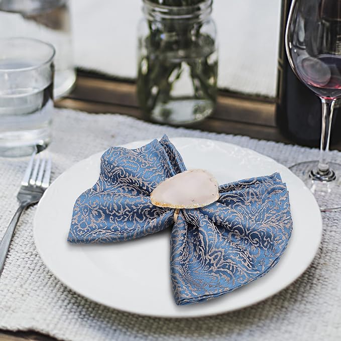 CozyTower Agate Napkin Rings Set of 4, Unique Geode Napkin Rings | Gold Napkin - Image 4