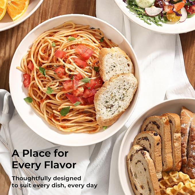 Y YHY 8.5" Pasta Bowls Set of 4, 30 oz Embossed Salad Bowls - Image 7