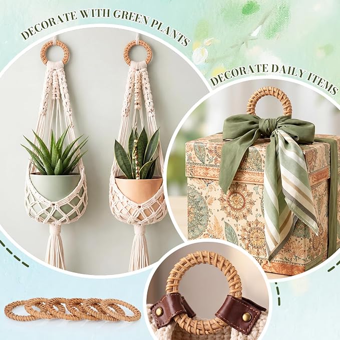 100 Pcs Boho Woven Rattan Napkin Rings Bulk Rustic Style Round Dining Table - Image 7