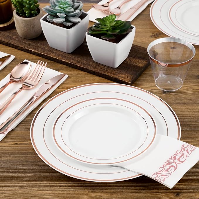 FOCUSLINE 175 Count Rose Gold Dinnerware Set - Image 6