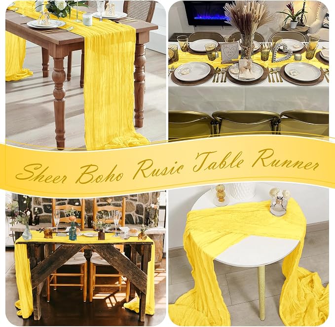 15 Pack Lemon Yellow Cheesecloth Table Runner 17 x 108 inch Cheese Cloth Table - Image 7
