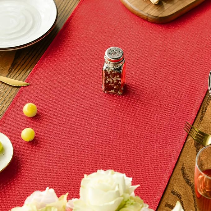 Artoid Mode Red Tassel Table Runner, Christmas New Year Linen Blend Rustic - Image 7