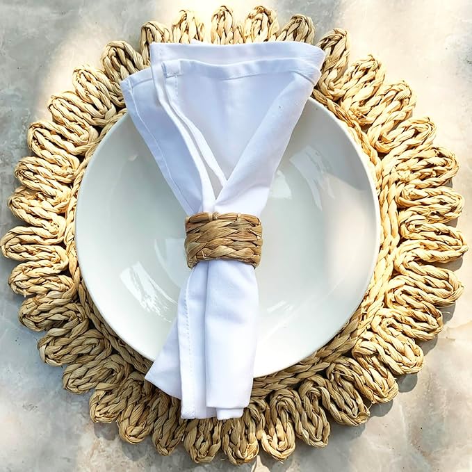 Set 24 Water Hyacinth Napkin Rings, Handwoven by Laquedecraft | Handwoven 100% - Image 3