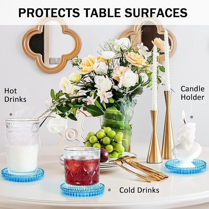 Modern Clear Glass Coasters Set of 8, Cute Coasters Table Mats - Image 3