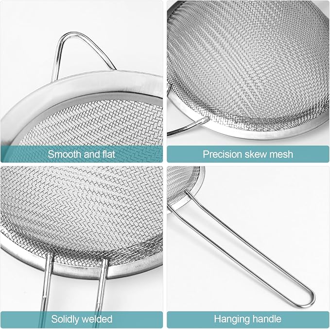 2 Pack Fine Mesh Strainer, Small Stainless Steel Sieves - Image 3