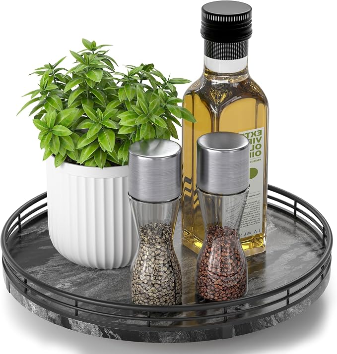 AMH 10-Inch Ancient Wood-Grain Marble Lazy Susan by AMH