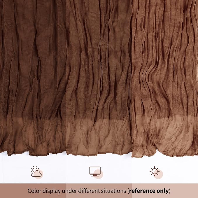6 Pack Brown Cheesecloth Table Runner 17x108 Inch Semi Sheer Boho Gauze Cheese - Image 8