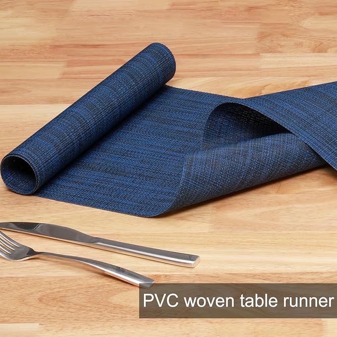 Table Runner 72 Inches Long, Vinyl Woven Heatproof Table Runners | Washable - Image 2