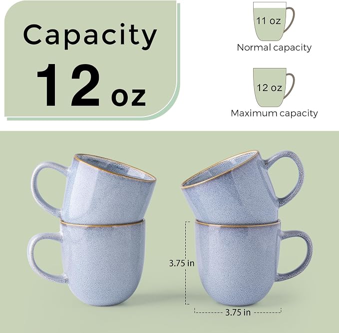 AmorArc 12oz Coffee Mugs, Ceramic Coffee Mugs set of 6 - Image 2