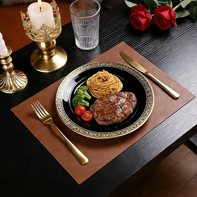Faux Leather Placemats for Dining Table Set of 4, Edge-Sealed PU Leather Table - Image 6
