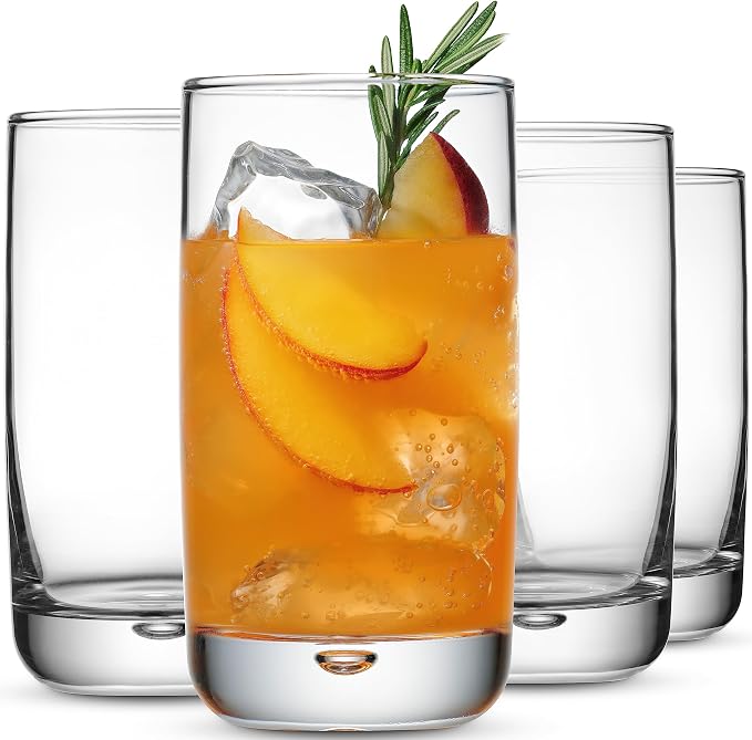 Set of 4 Highball Glasses 16 Oz Collins Cocktail Drinking Glass Cups, Bubble by Glavers