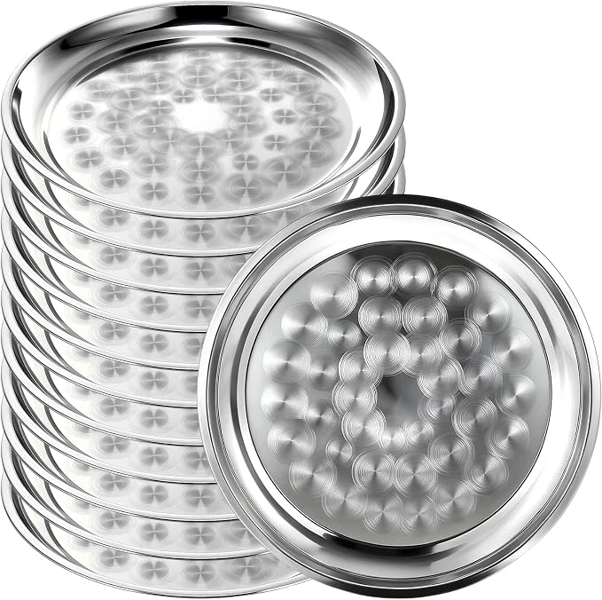 12 Pack Stainless Steel Round Serving Tray by Unknown