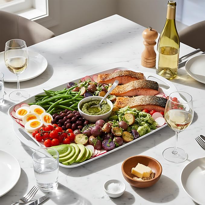 TP Large Serving Trays with Handles, Pure White | Rectangular Trays, Serving - Image 6