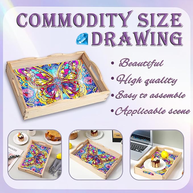 EWJRNSF Diamond Art Kits for Adults Wooden Serving Trays - Image 4