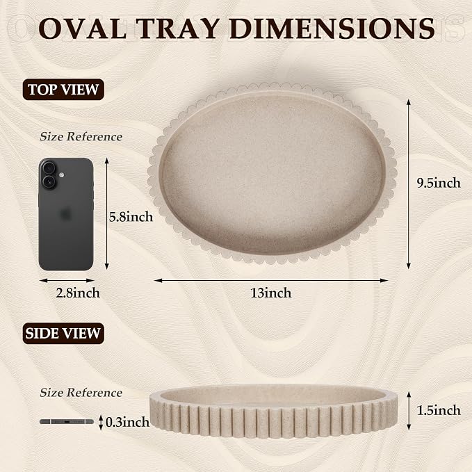 Oval Tray for Coffee Table Decor, Solid Resin, Aesthetic Home Decor, Table - Image 3
