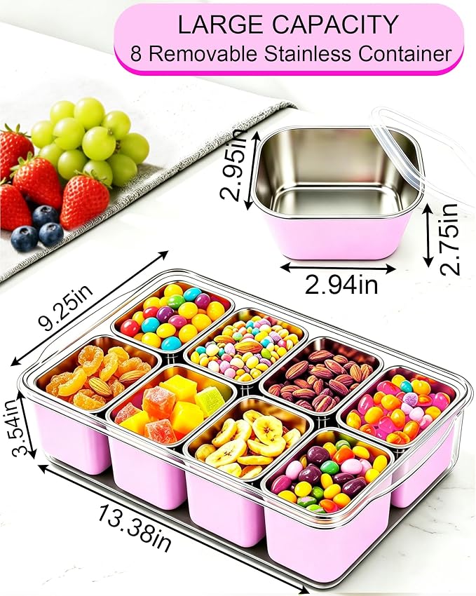 Snackle Box Container, Stainless Steel Divided Serving Tray - Image 3
