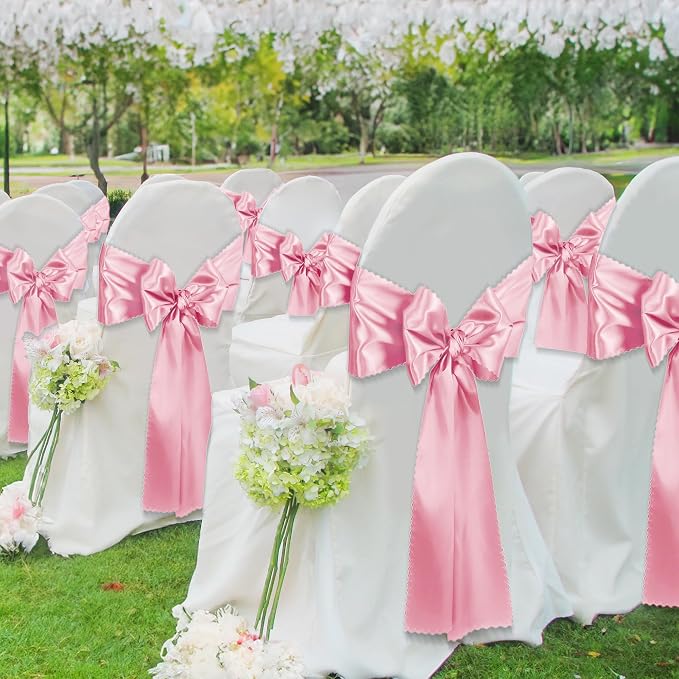 VACVELT Blush Pink Satin Table Runners, 12x72 Inch, 6 Pack, Scalloped Edge | - Image 4
