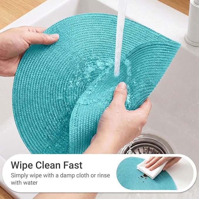 FunWheat Round Braided Placemats Set of 4 Table Mats - Image 3
