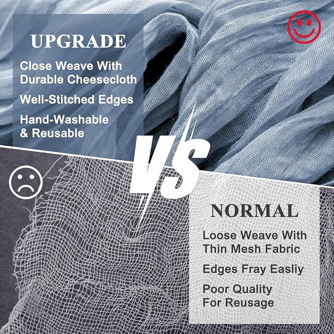 Cheesecloth Table Runner Dusty Blue 10FT Boho Gauze, 2 Pack | 120 Inch Cheese - Image 4