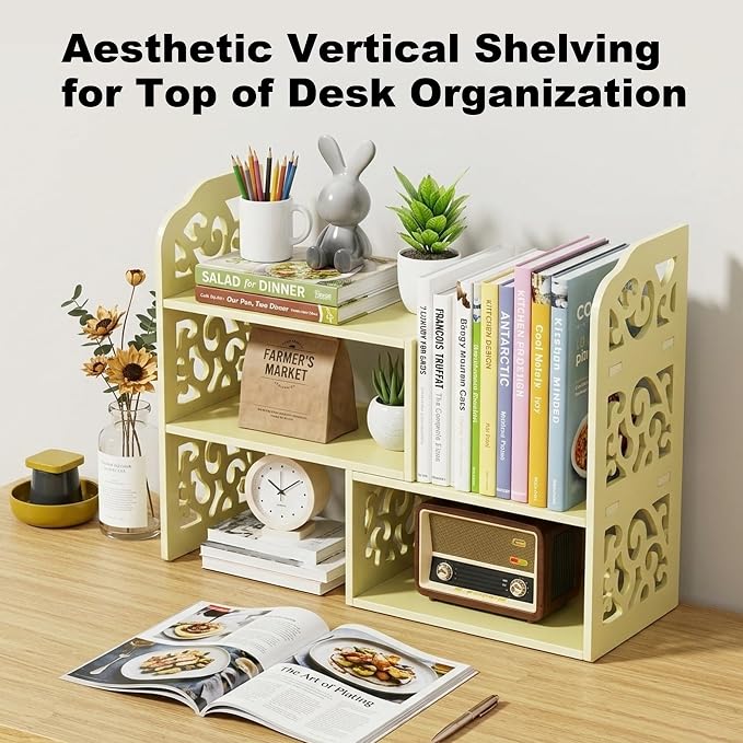 YGYQZ Adjustable Desktop Shelf Organizer, 3-Tier Expandable Desk Shelf - Image 2