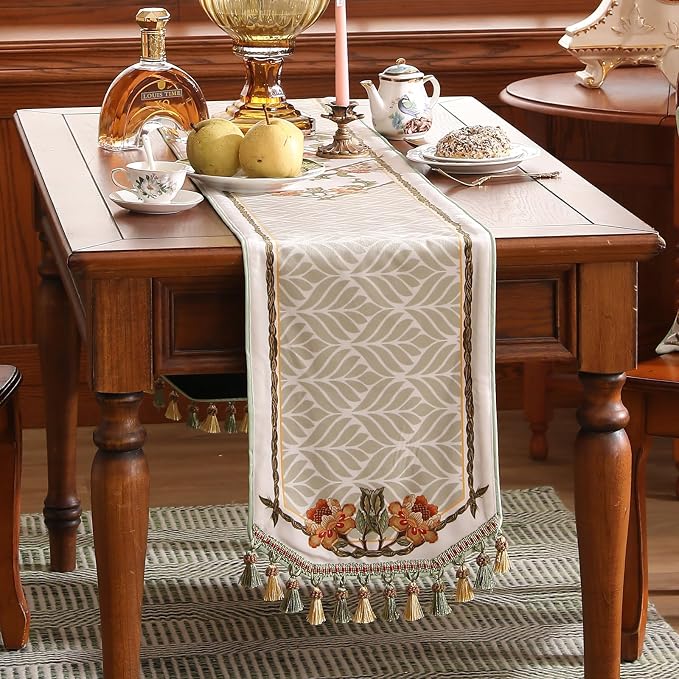 Patdrea Designer Elegant French Velvet Table Runner, Floral Print, Thanksgiving - Image 5