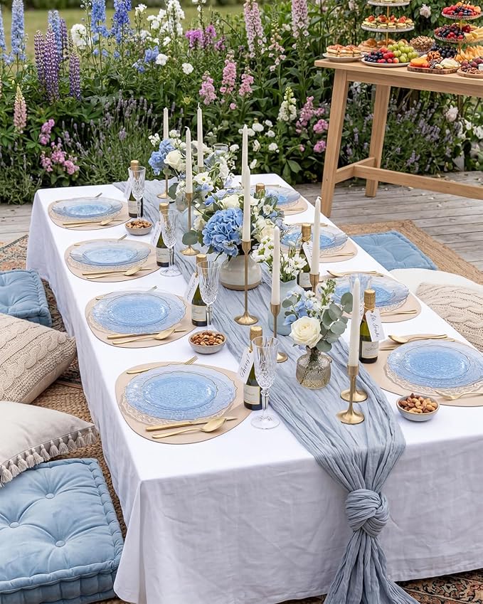 bUCLA 40PCS Clear Blue Plastic Plates - Image 7