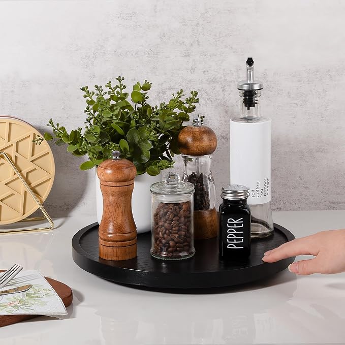 Wood Lazy Susan Turntable Kitchen Decor Round Table Tray, Easy clean, Rotating - Image 3
